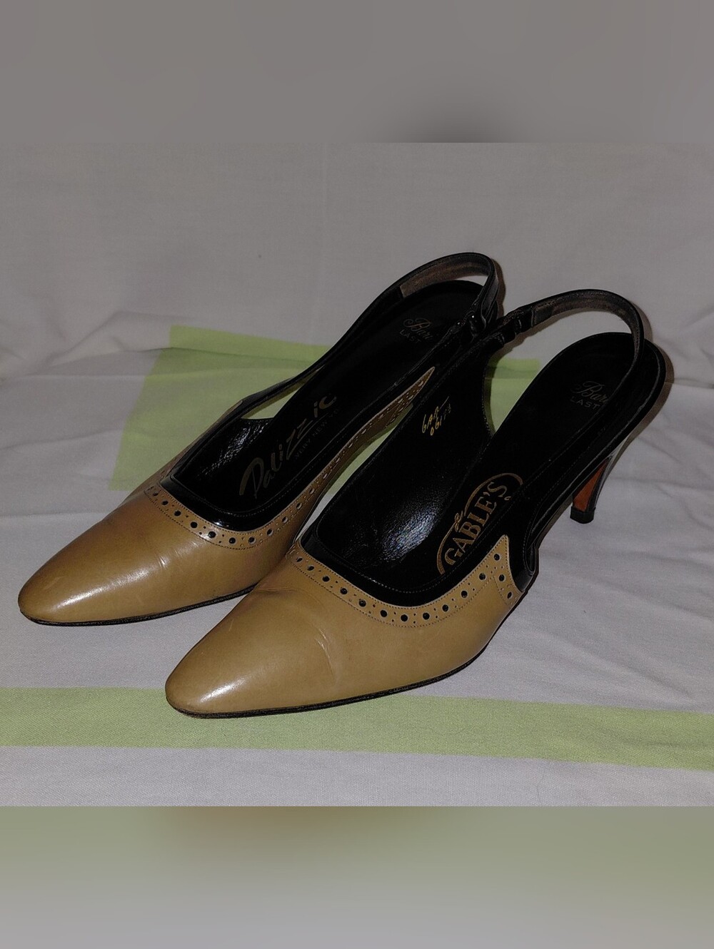 PalizzioTan Leather Pointed Slingback Heels